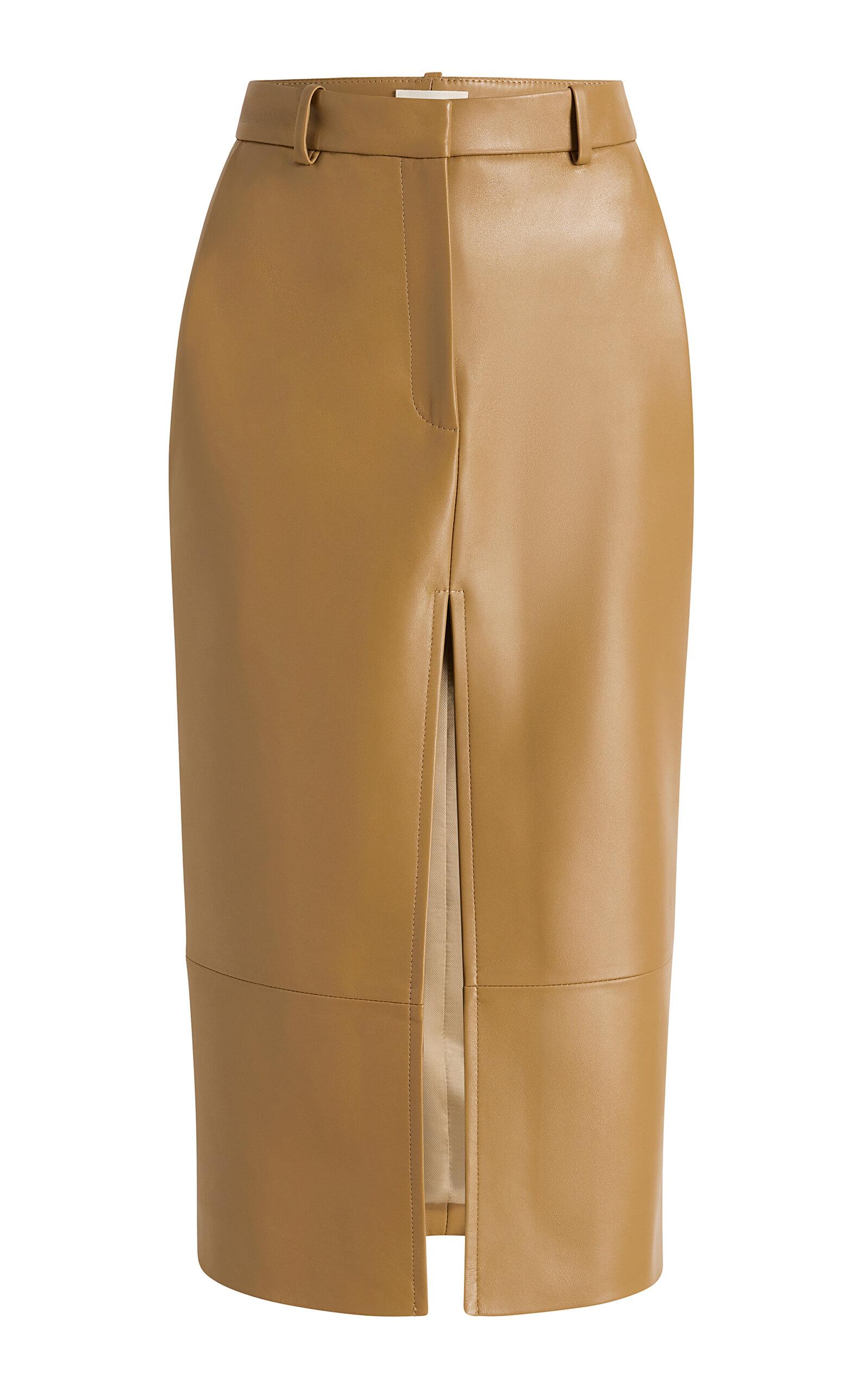 Khaite Anden Plonge Leather Midi Skirt - Moda Operandi by KHAITE