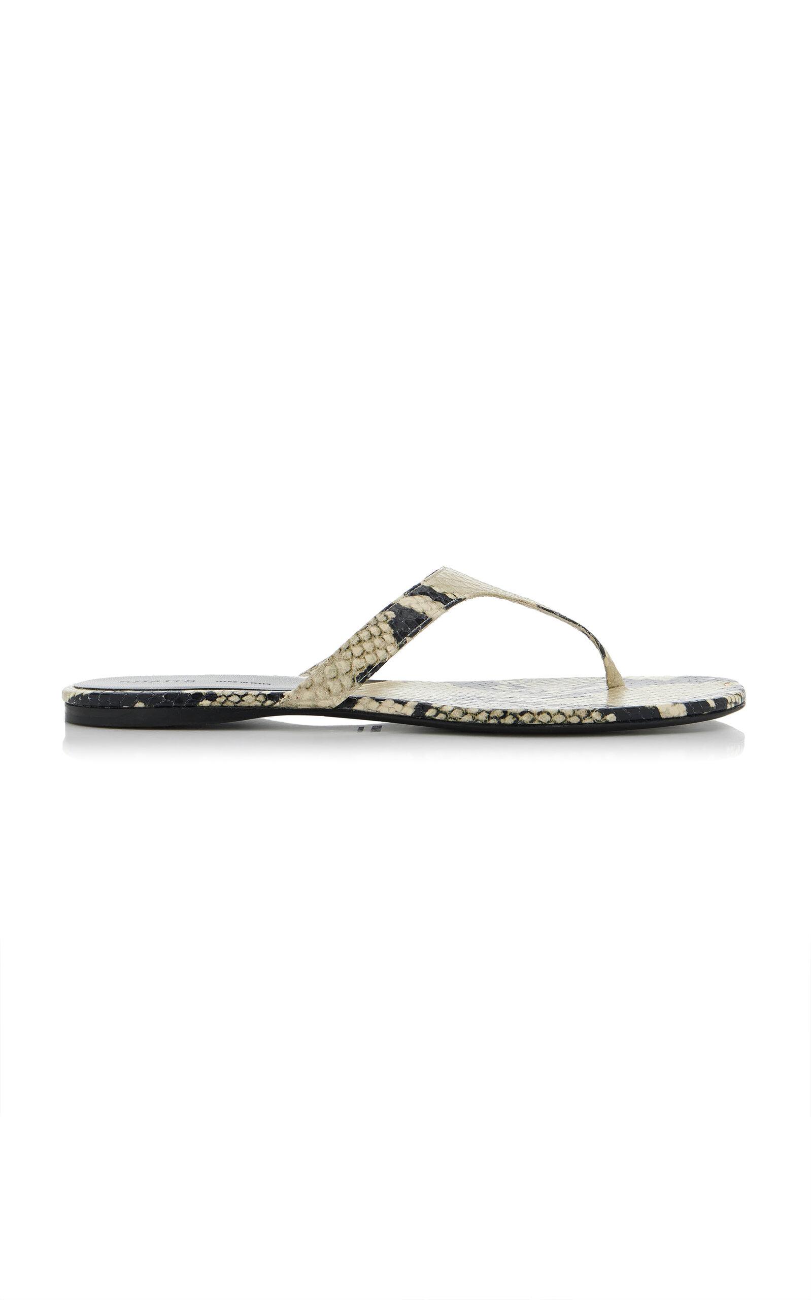 Khaite Archer Python-Embossed Leather Sandals - Moda Operandi by KHAITE