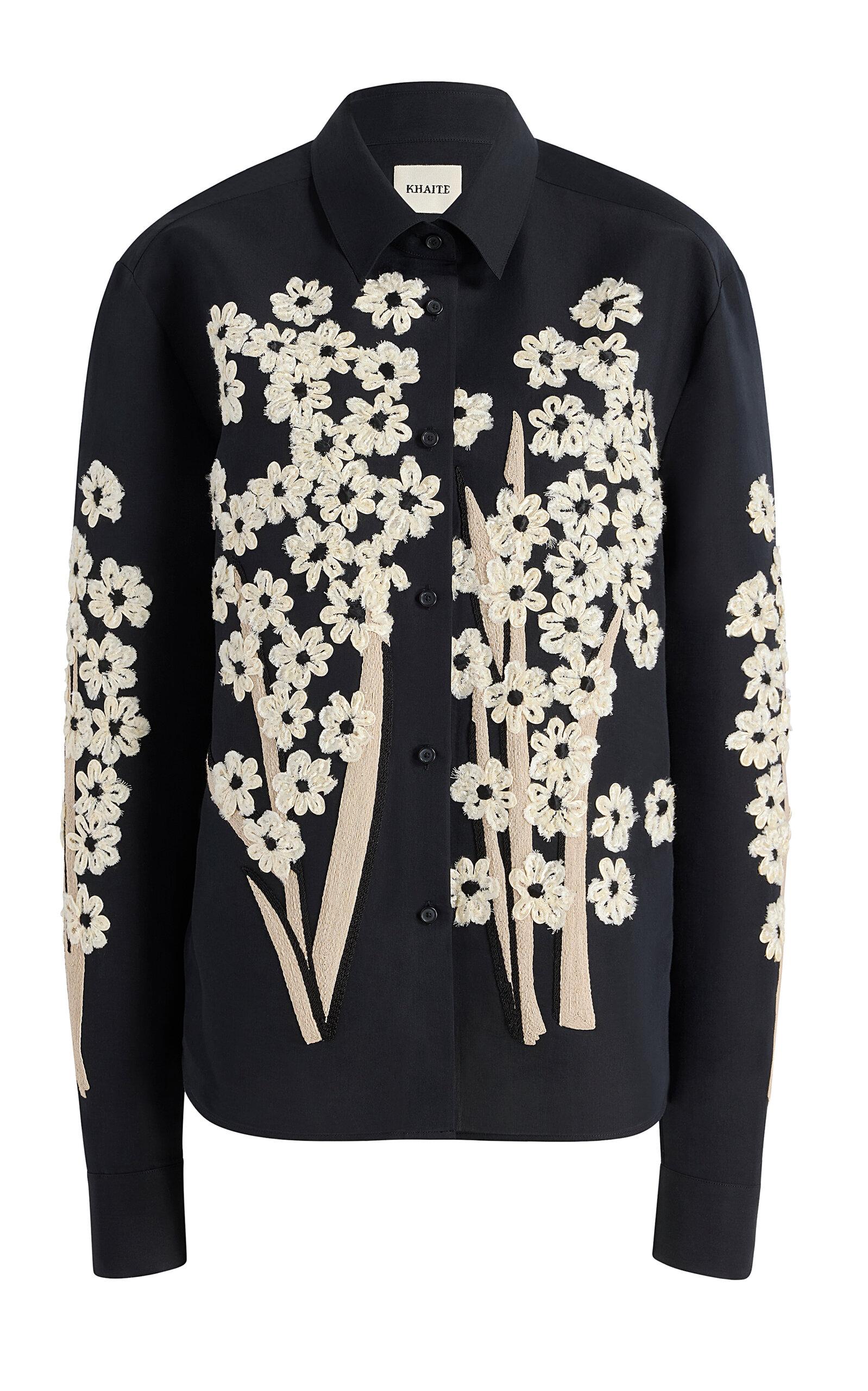 Khaite Argo Floral-Embellished Cotton-Silk Organza Shirt - Moda Operandi by KHAITE