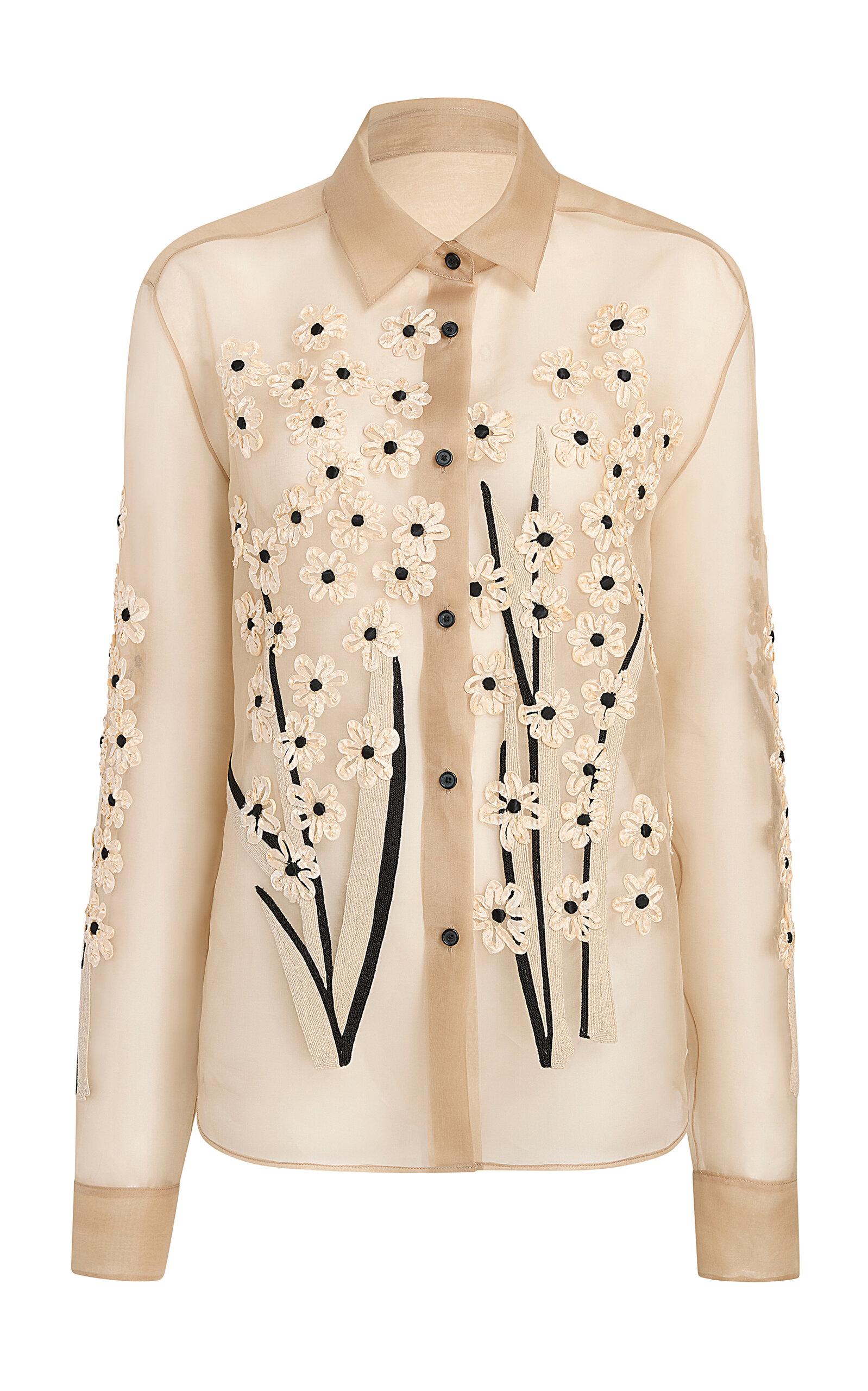 Khaite Argo Floral-Embroidered Silk Organza Shirt - Moda Operandi by KHAITE