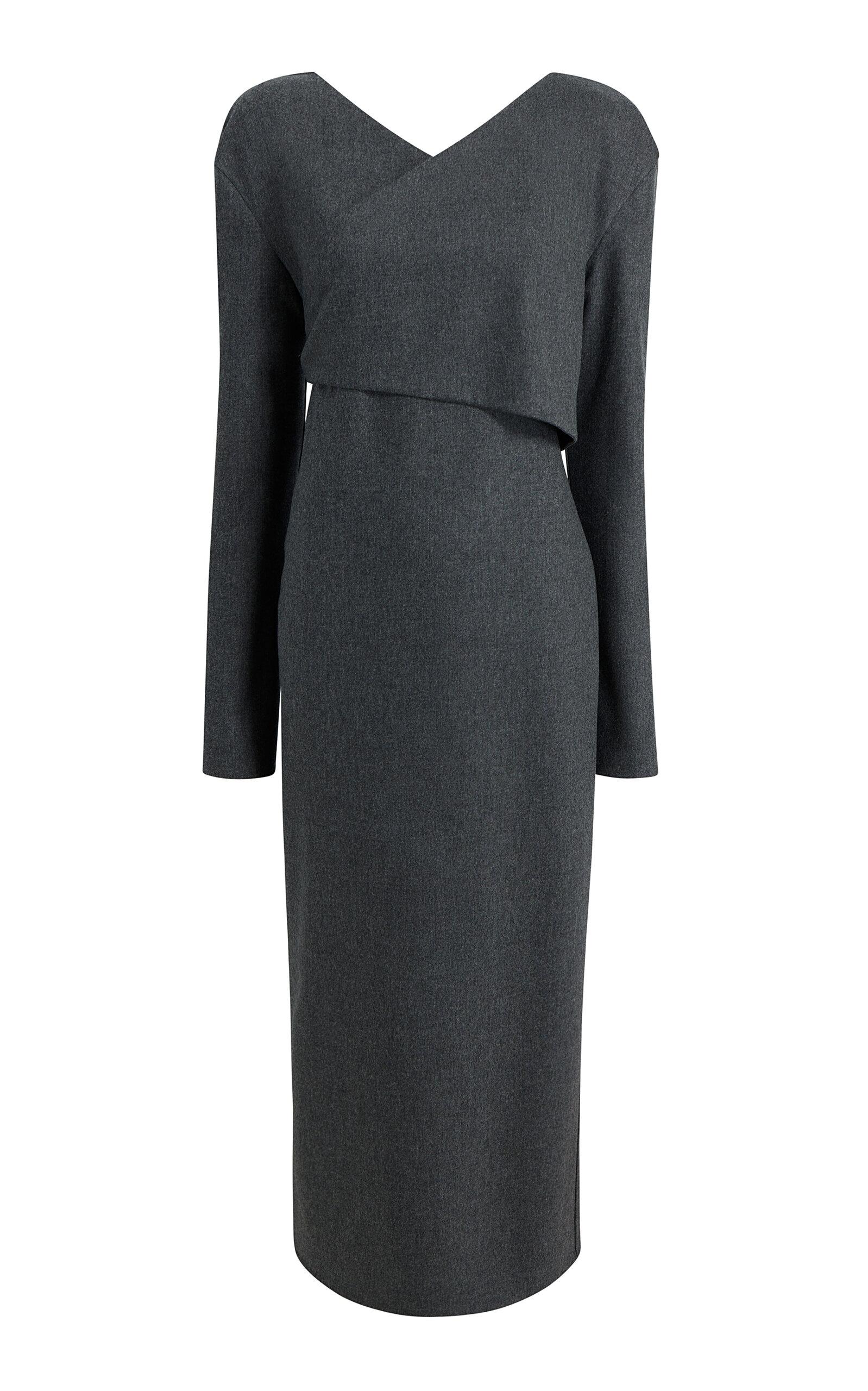 Khaite Aubrey Wrap-Front Wool Midi Dress - Moda Operandi by KHAITE