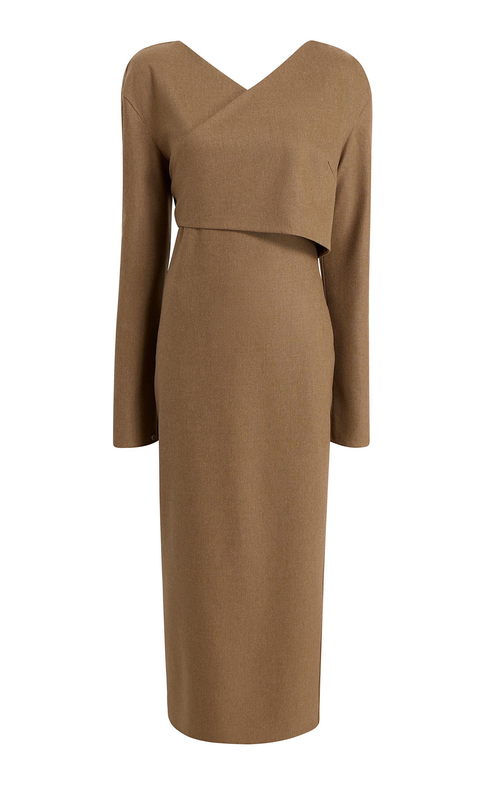 Khaite Aubrey Wrap-Front Wool Midi Dress - Moda Operandi by KHAITE