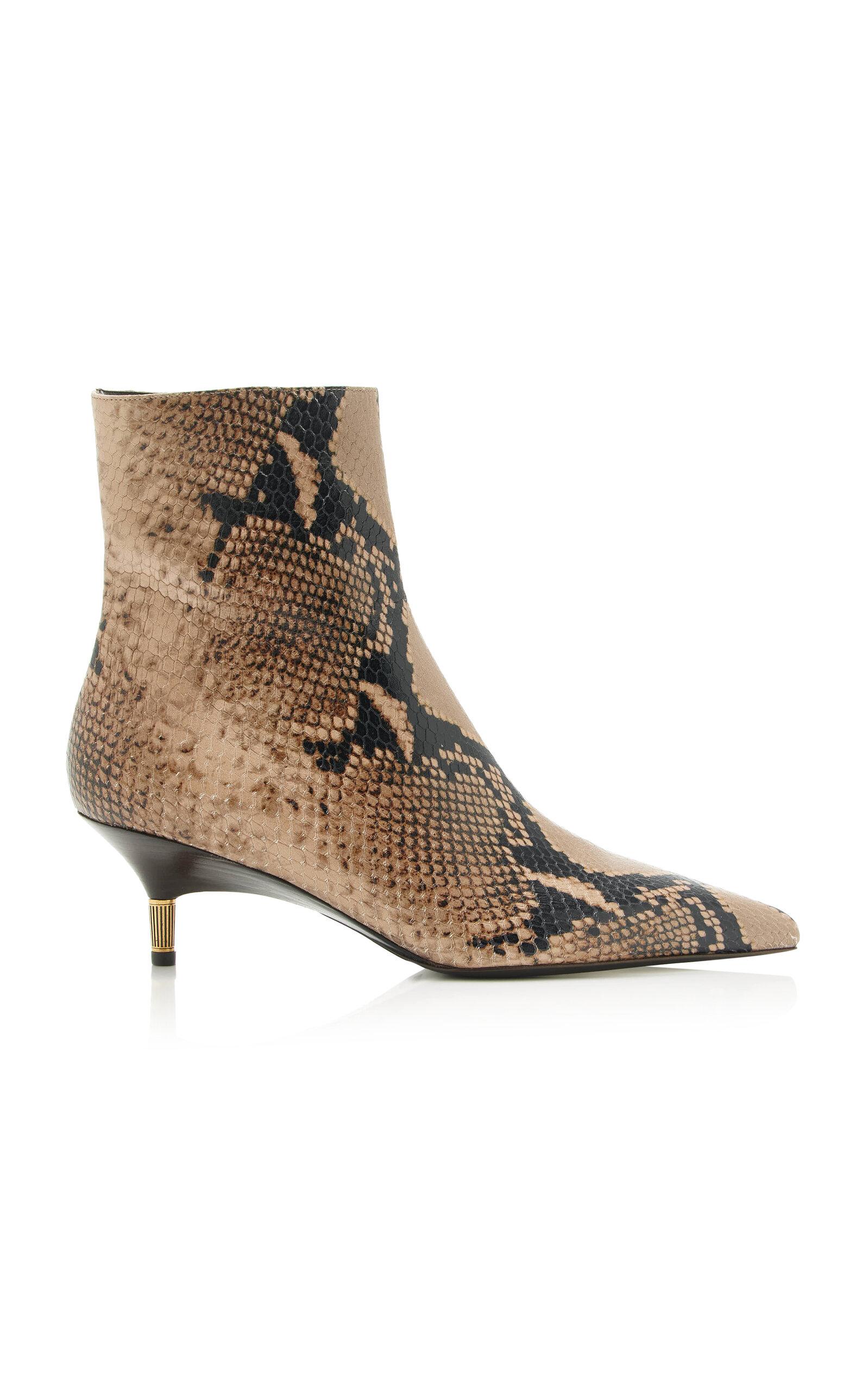 Khaite Bella Python-Embossed Leather Ankle Boots - Moda Operandi by KHAITE