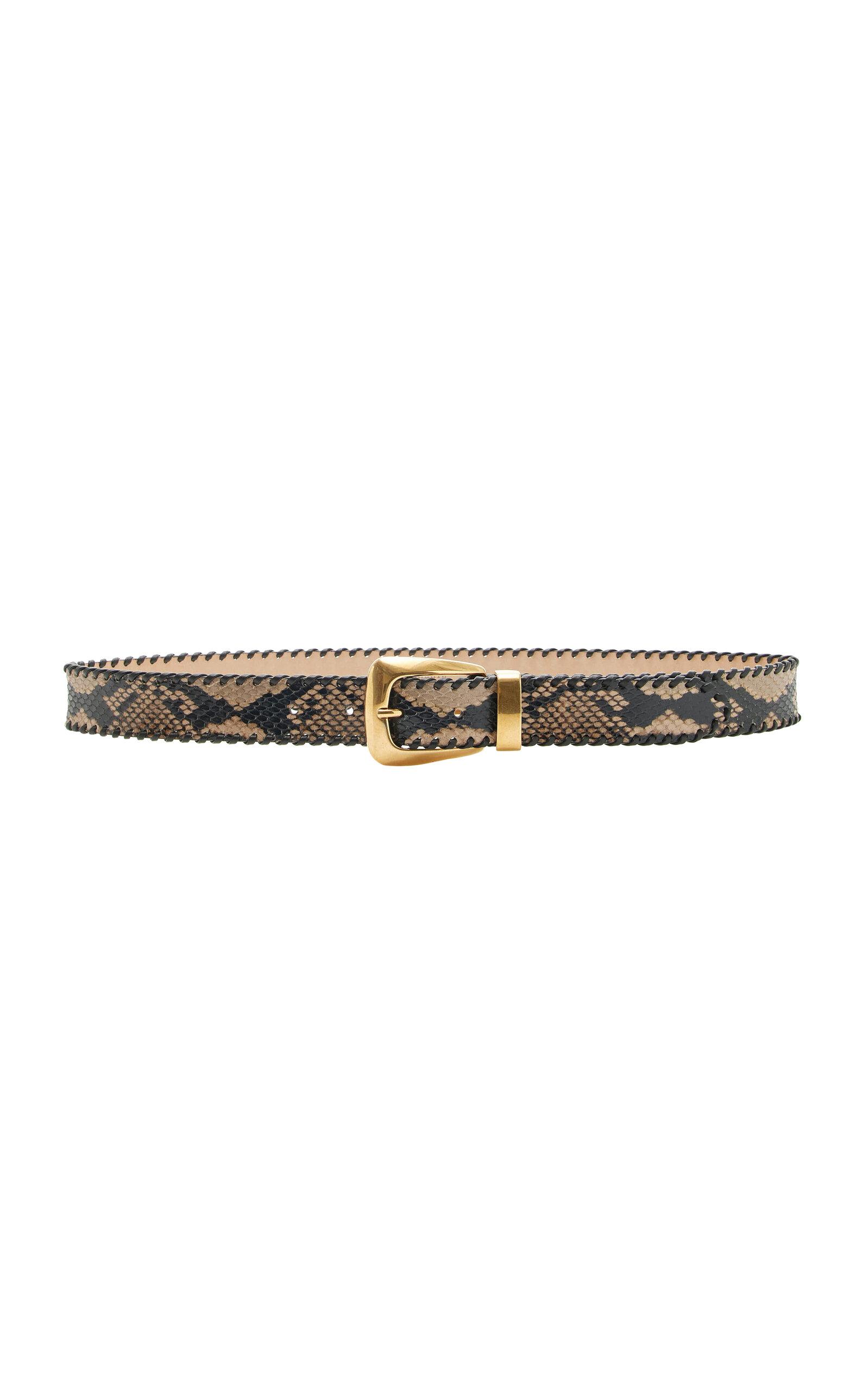 Khaite Benny Whipstitch Snake-Effect Leather Belt - Moda Operandi by KHAITE