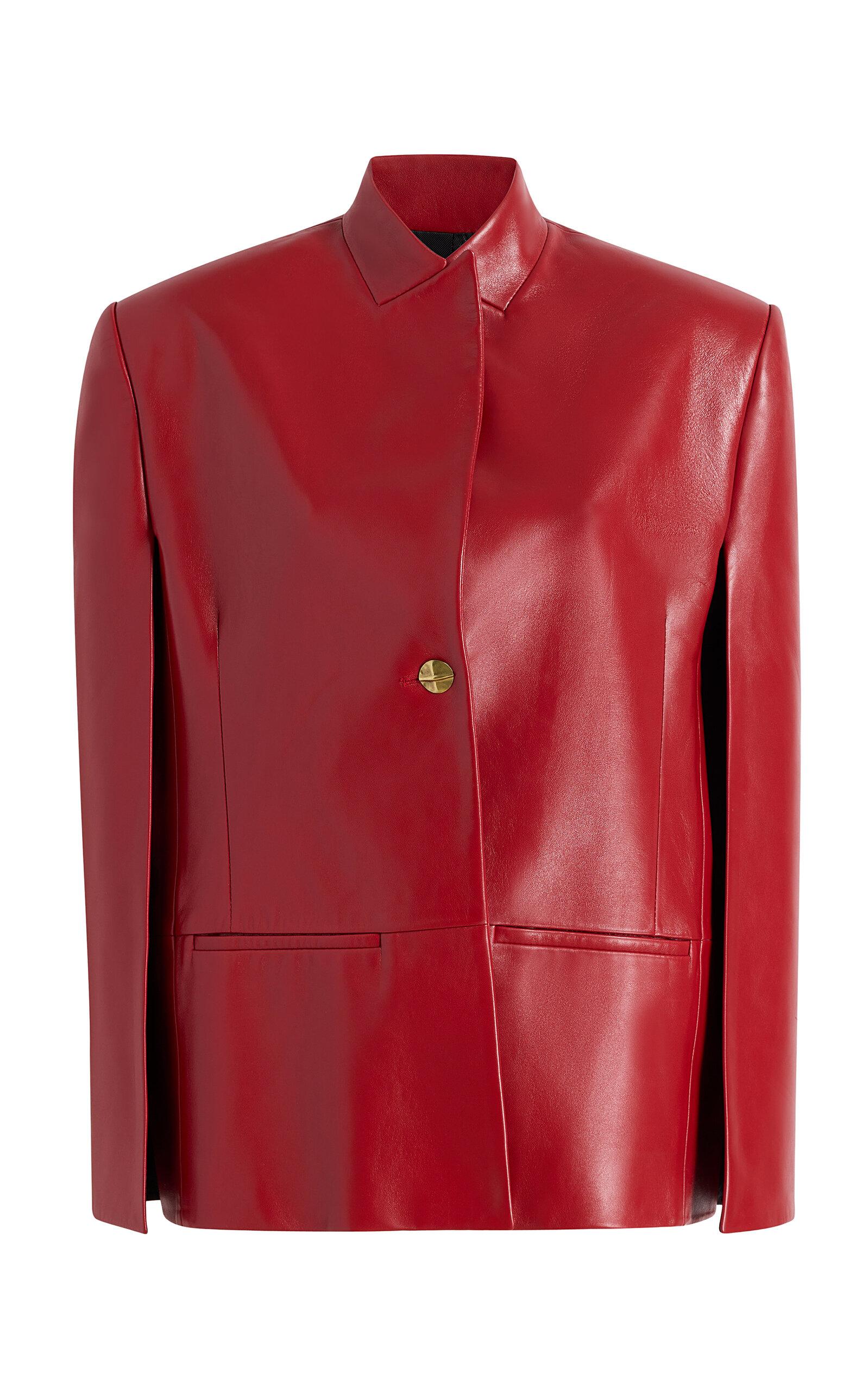 Khaite Dolso Cape-Sleeve Plonge Leather Jacket - Moda Operandi by KHAITE