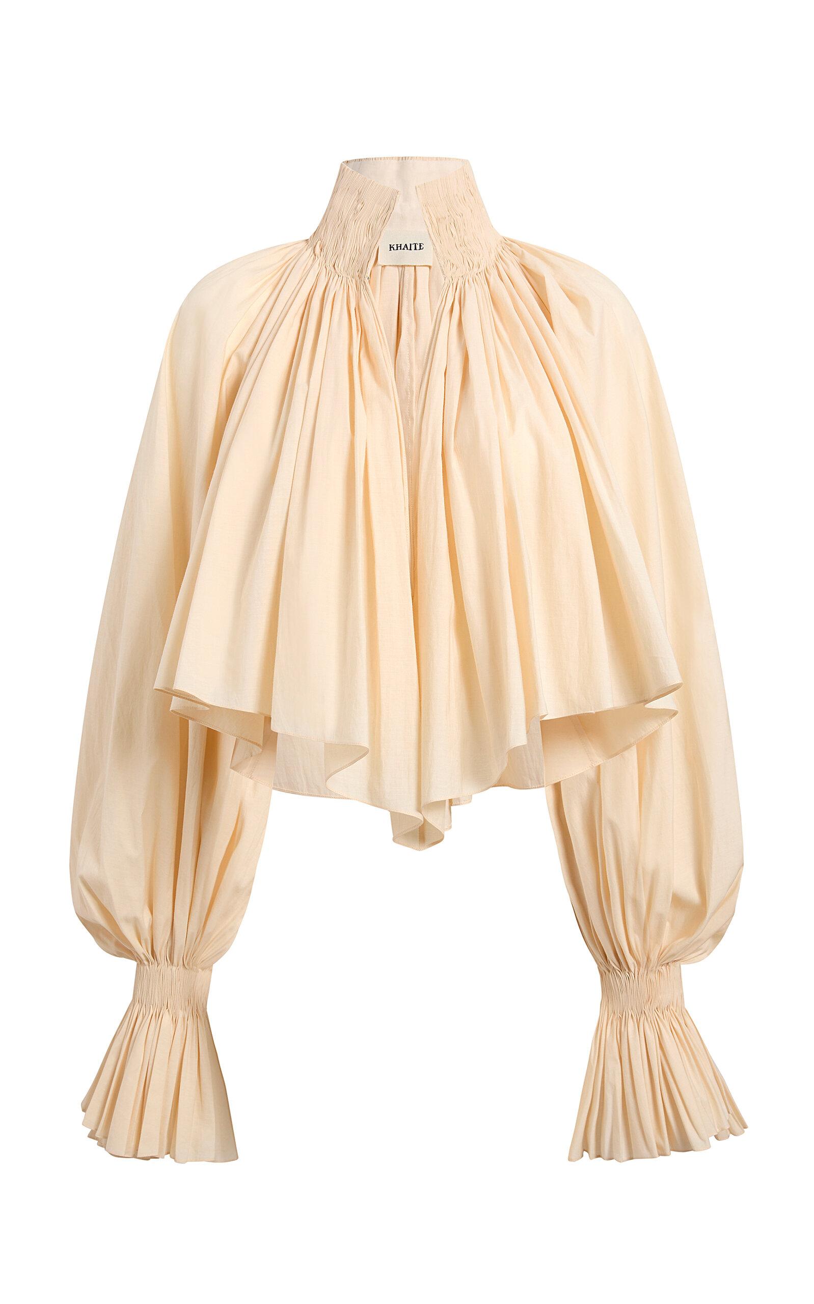 Khaite Durer Pleated Cotton-Canvas Blouse - Moda Operandi by KHAITE