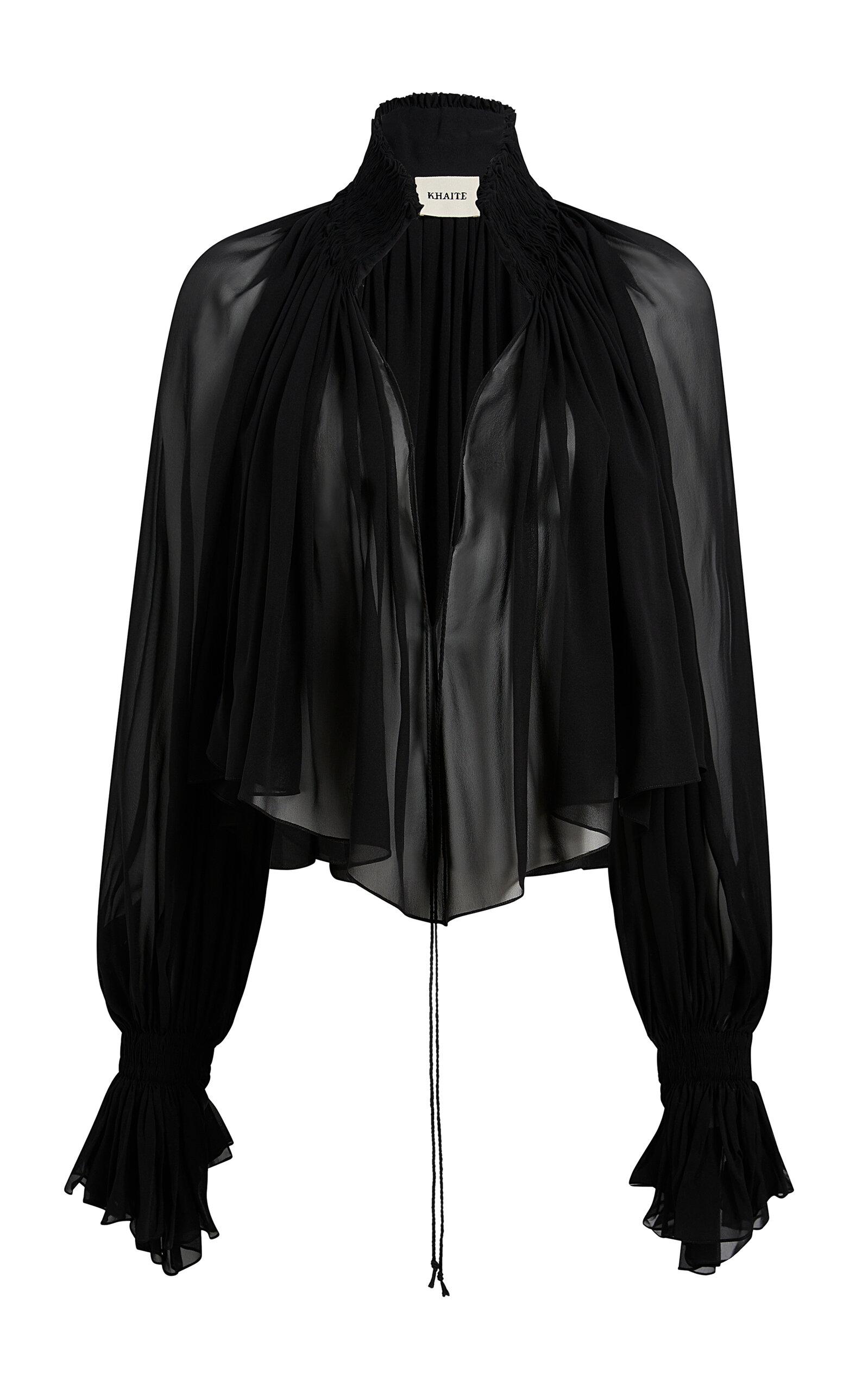 Khaite Durer Pleated Silk-Chiffon Top - Moda Operandi by KHAITE