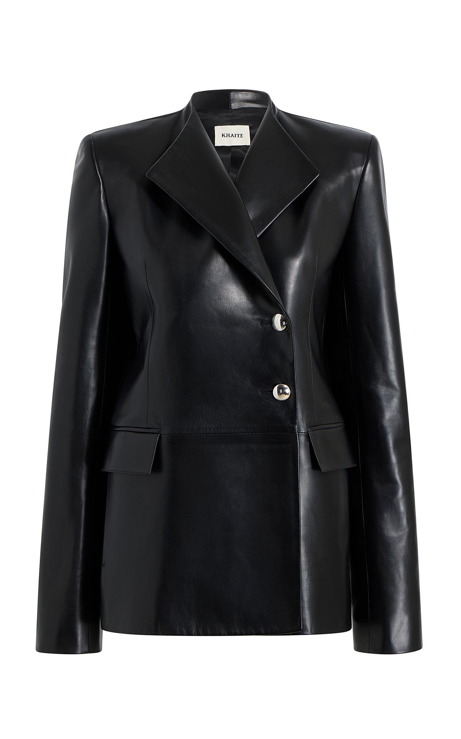 Khaite Elona Double-Breasted Leather Jacket - Moda Operandi by KHAITE