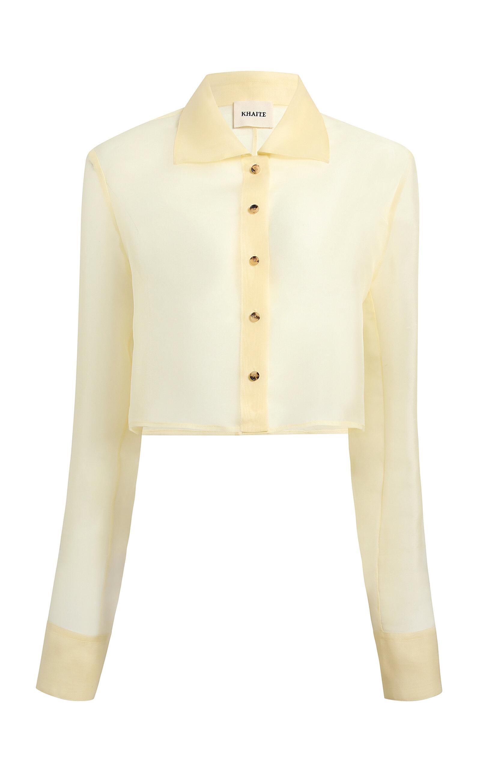 Khaite Jasen Shantung-Organza Cropped Shirt - Moda Operandi by KHAITE