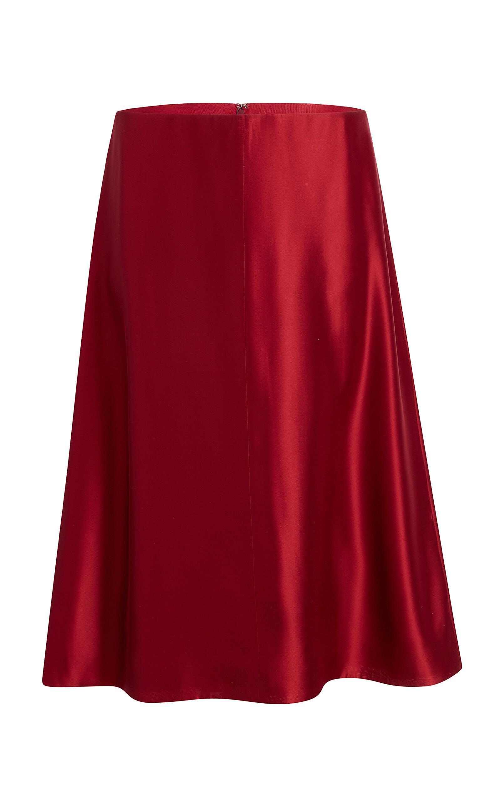 Khaite Nania Mid-Rise Silk-Twill Knee-Length Skirt - Moda Operandi by KHAITE
