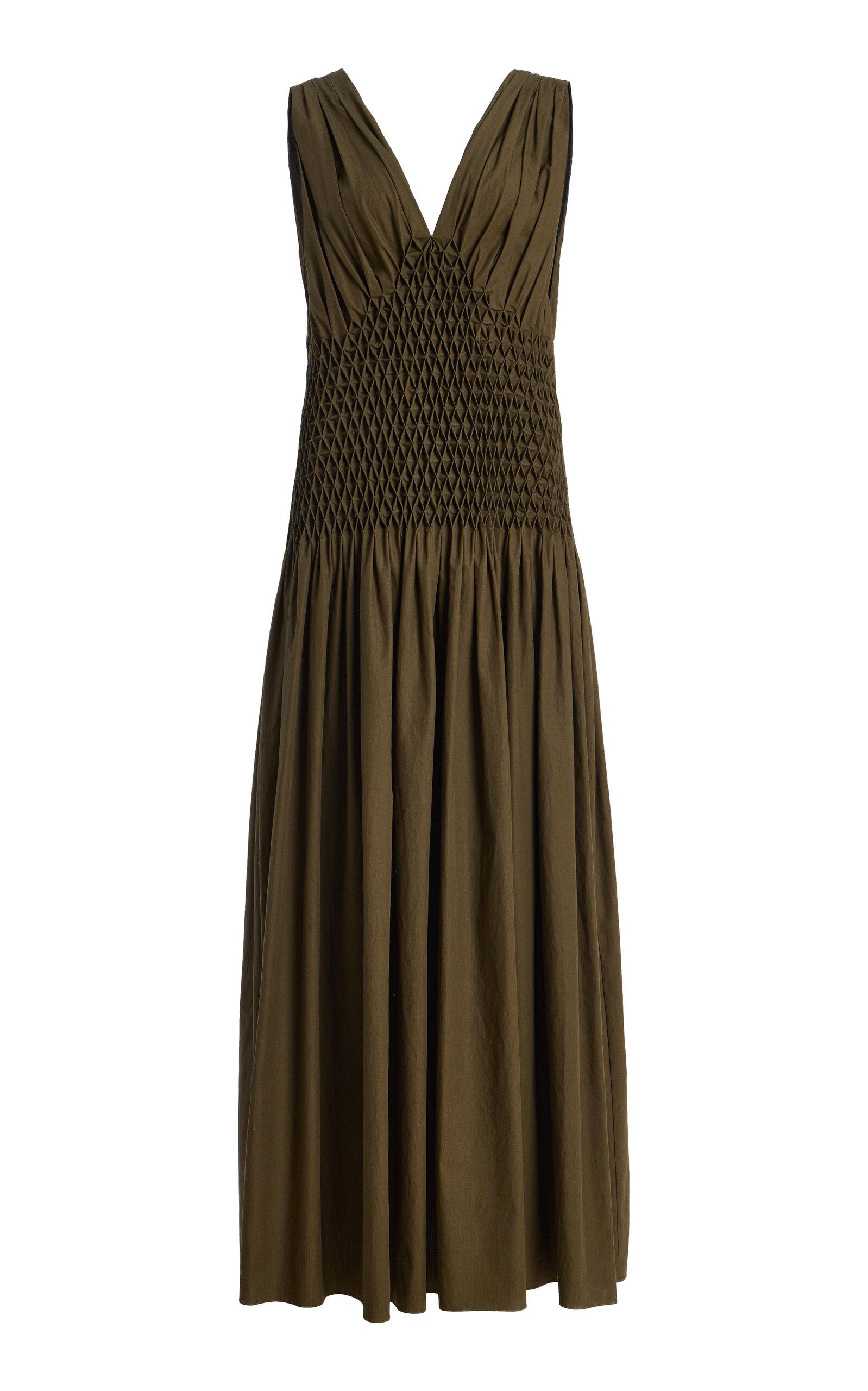 Khaite Nola Pleated Cotton Maxi Dress - Moda Operandi by KHAITE