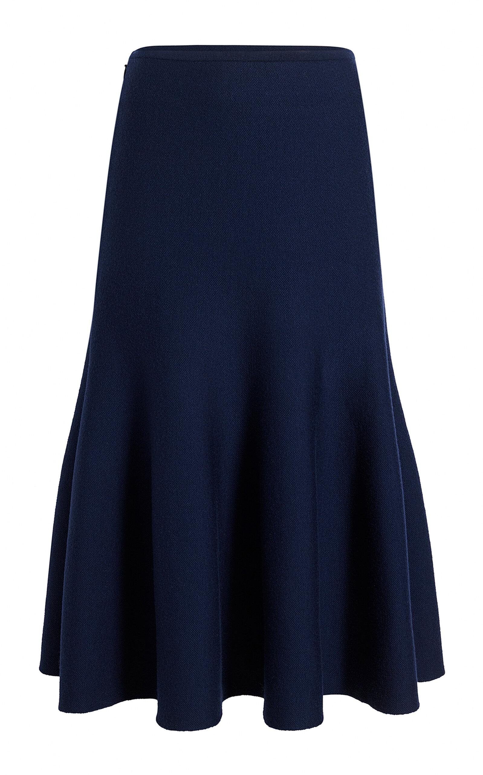 Khaite - Odil Flared Wool-Blend Midi Skirt - Navy - XL - Only At Moda Operandi by KHAITE