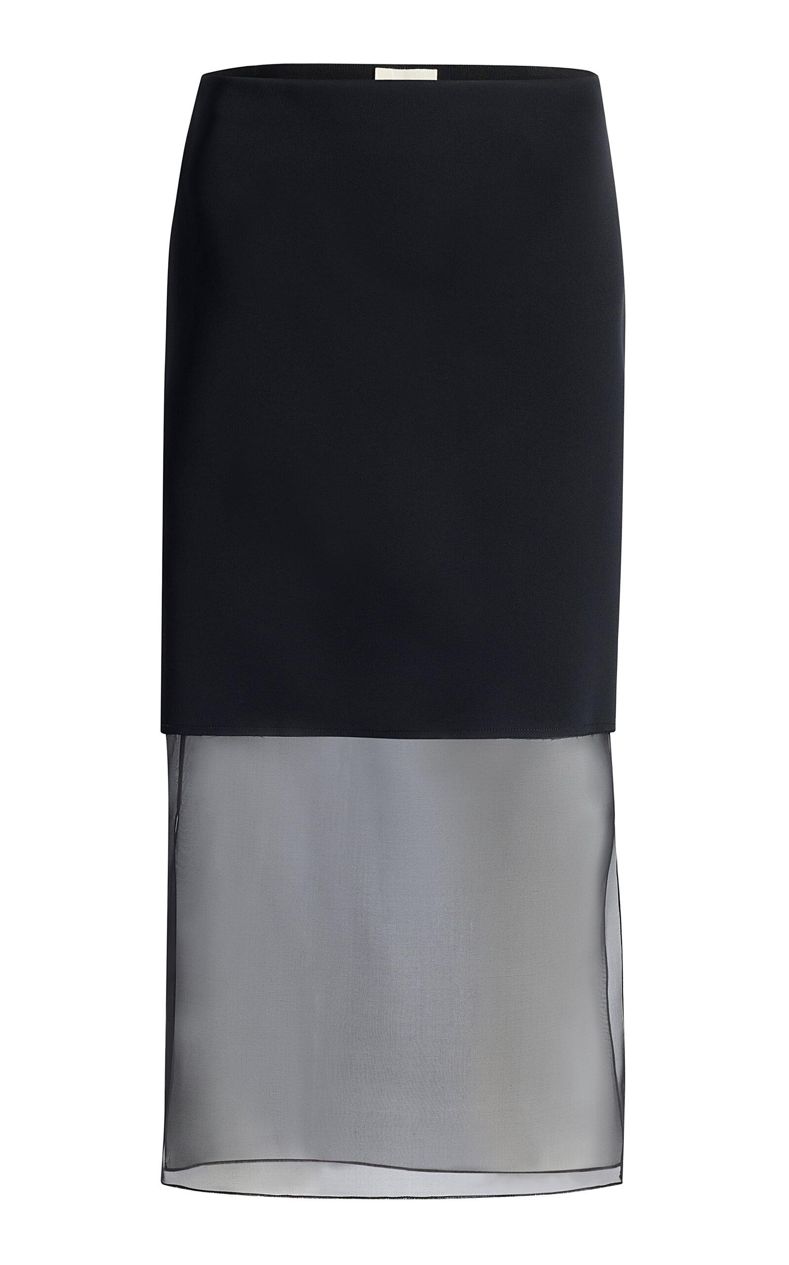 Khaite Sybil Crepe Satin Midi Skirt - Moda Operandi by KHAITE
