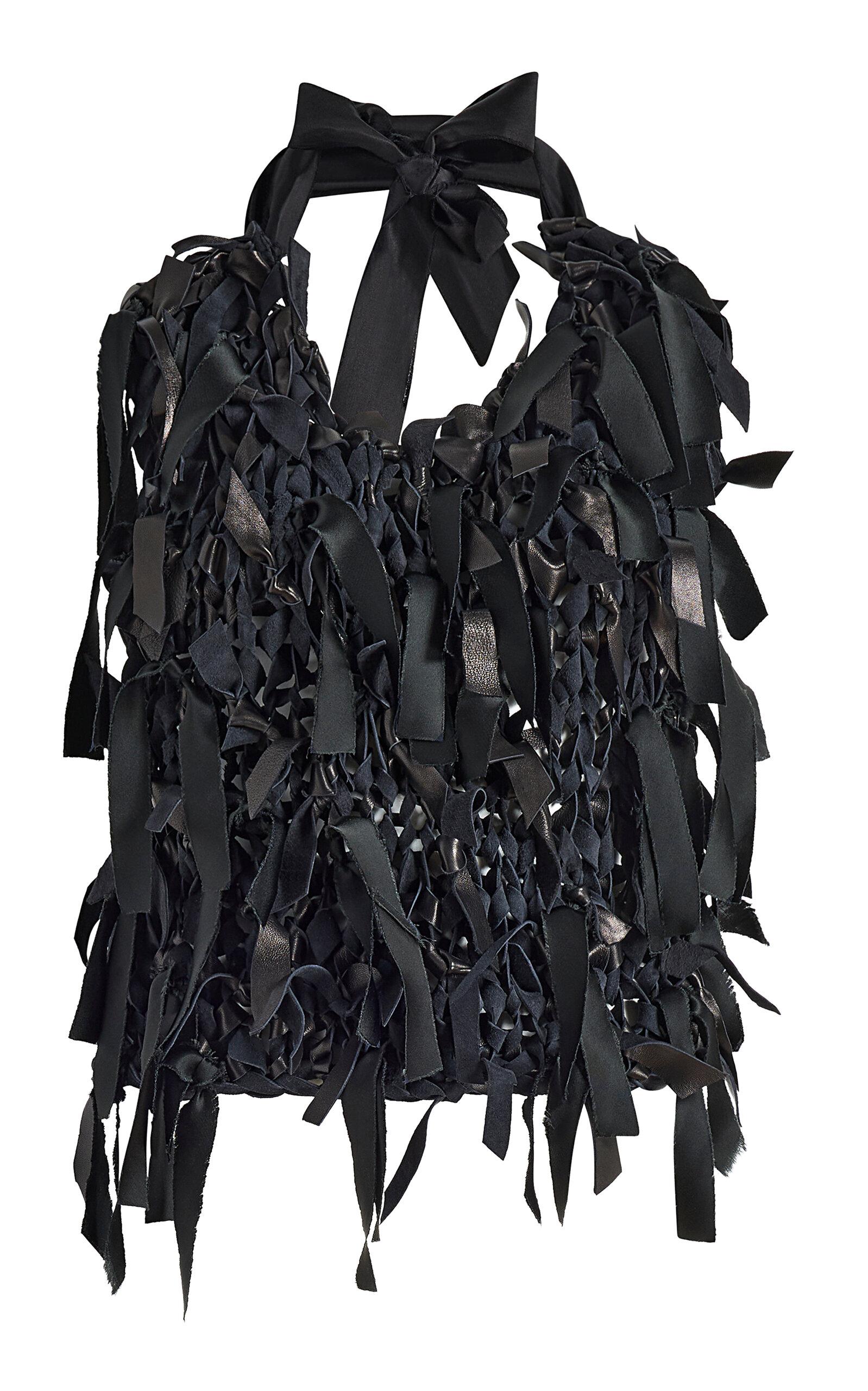 Khaite Tevis Fringed Plonge Leather Halter Top - Moda Operandi by KHAITE