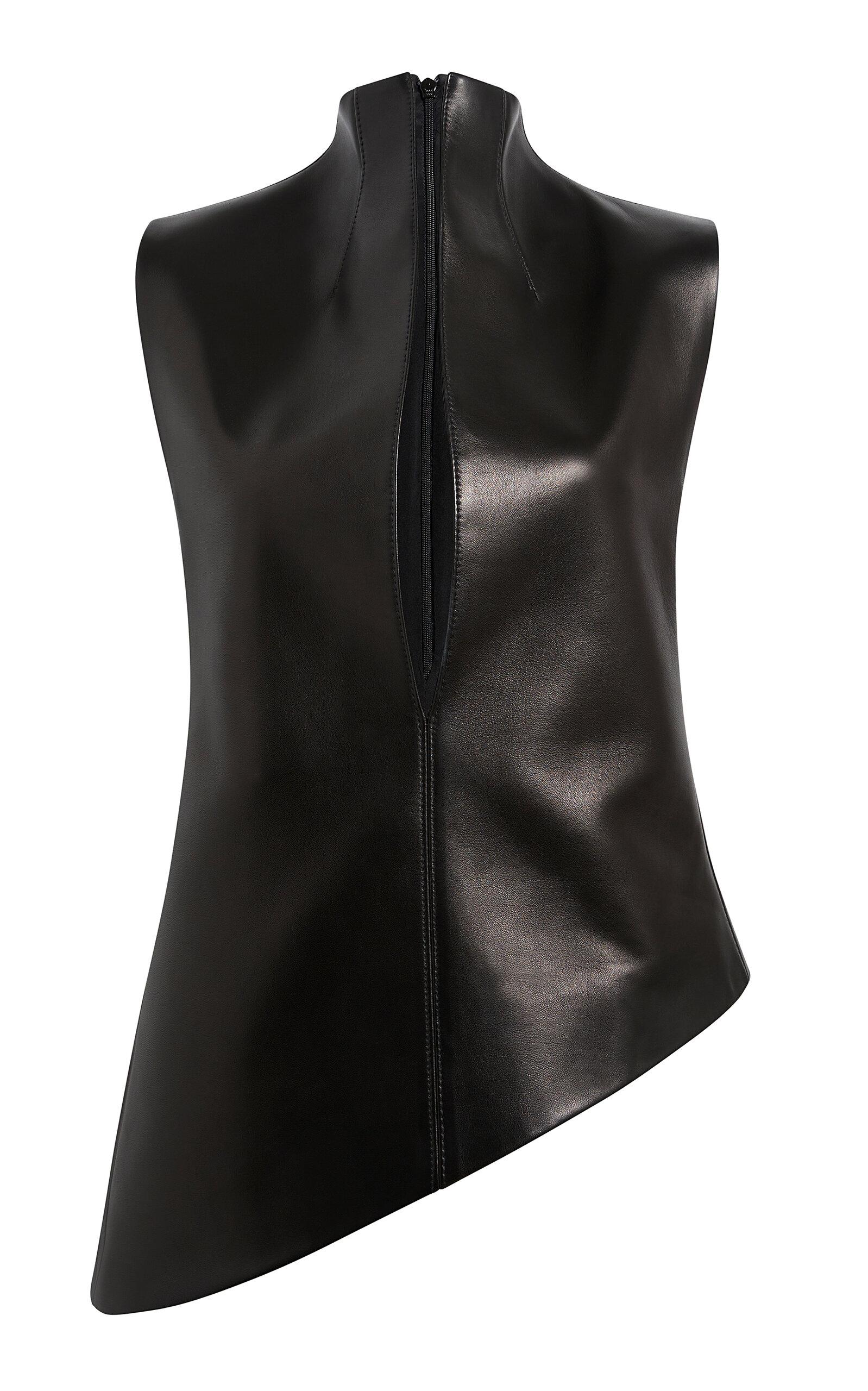 Khaite Von Asymmetric Plongé Leather Top - Moda Operandi by KHAITE