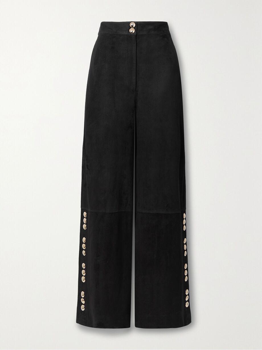 Krisla embellished suede wide-leg pants by KHAITE Krisla embellished suede wide-leg pants by KHAITE