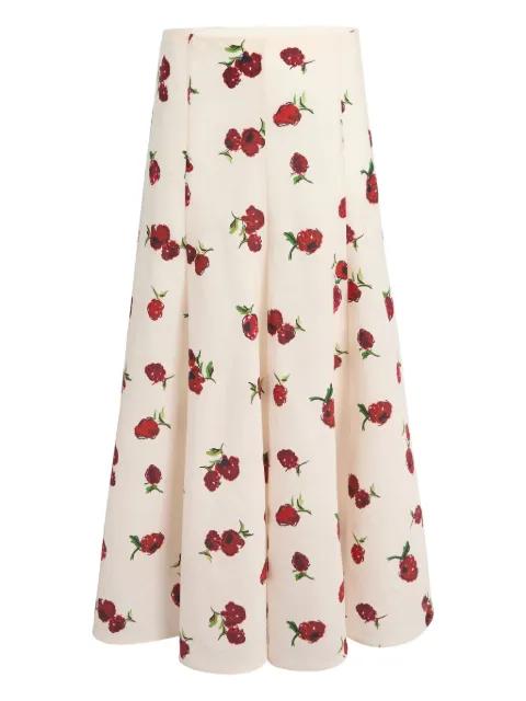 Lenno floral-print pleated midi skirt by KHAITE