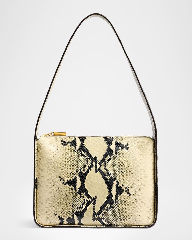 Lori Squared Python-Embossed Leather Shoulder Bag by KHAITE