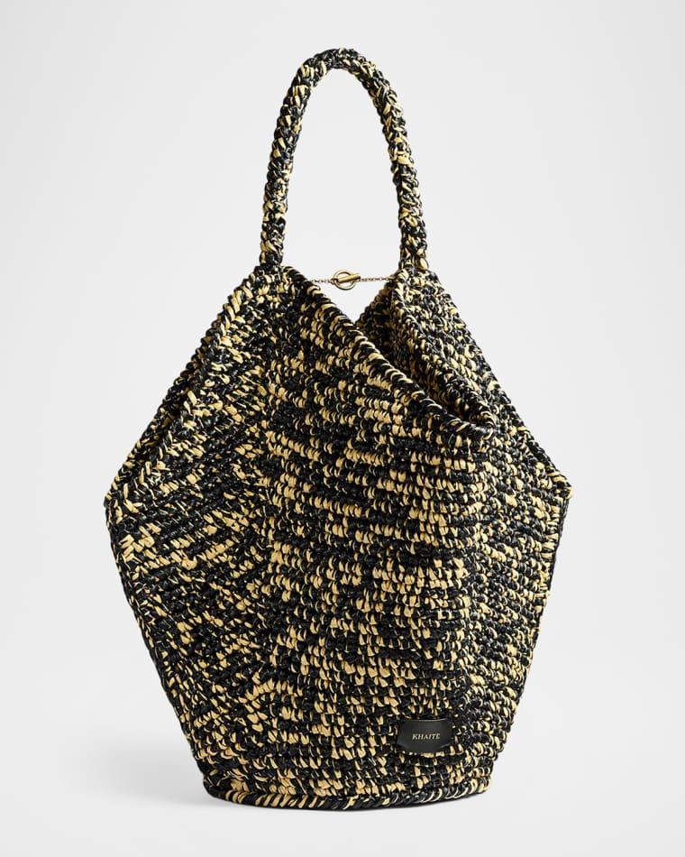 Lotus Medium Viscose Raffia Tote Bag by KHAITE