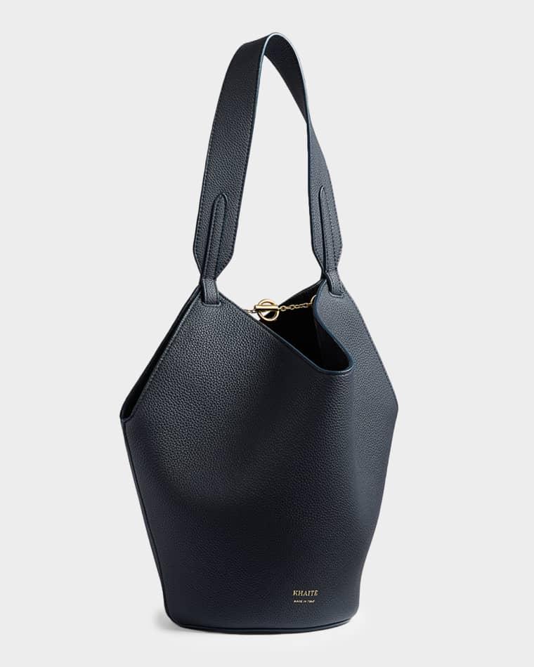 Lotus Mini Pebble Leather Bucket Bag by KHAITE
