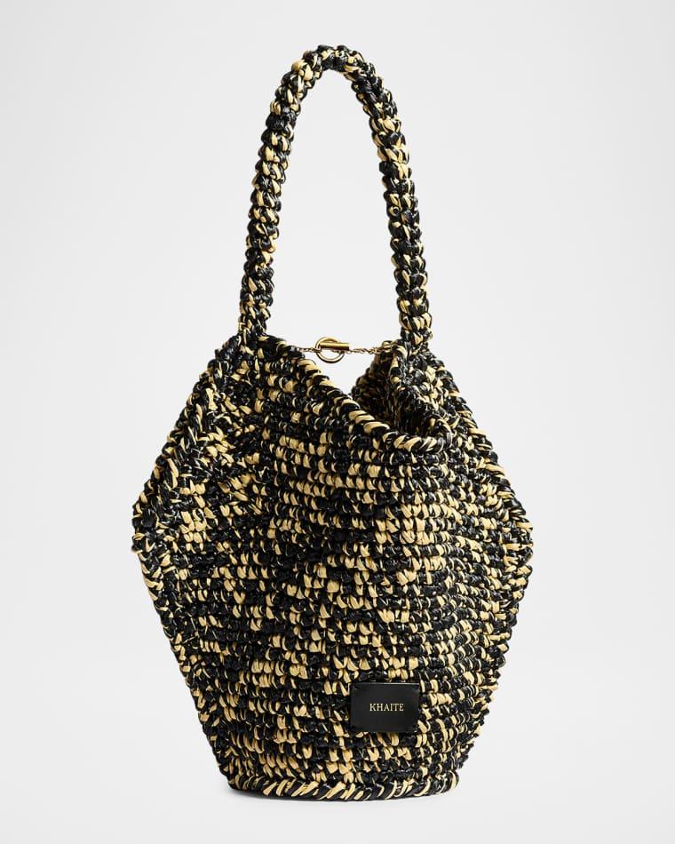 Lotus Mini Raffia Top-Handle Bag by KHAITE
