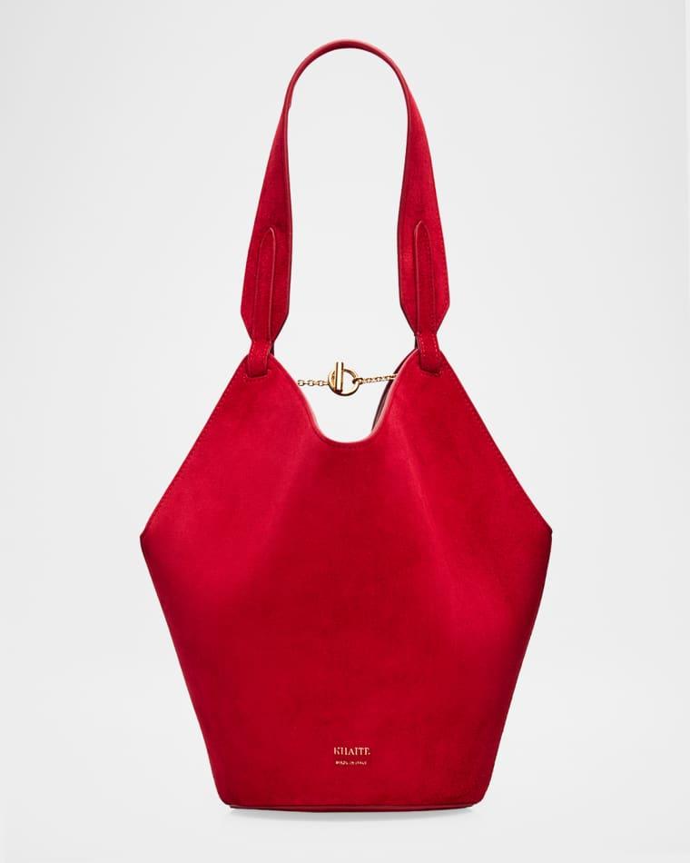 Lotus Mini Suede Tote Bag by KHAITE