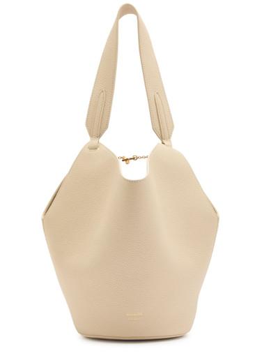 Lotus mini grained leather tote bag by KHAITE