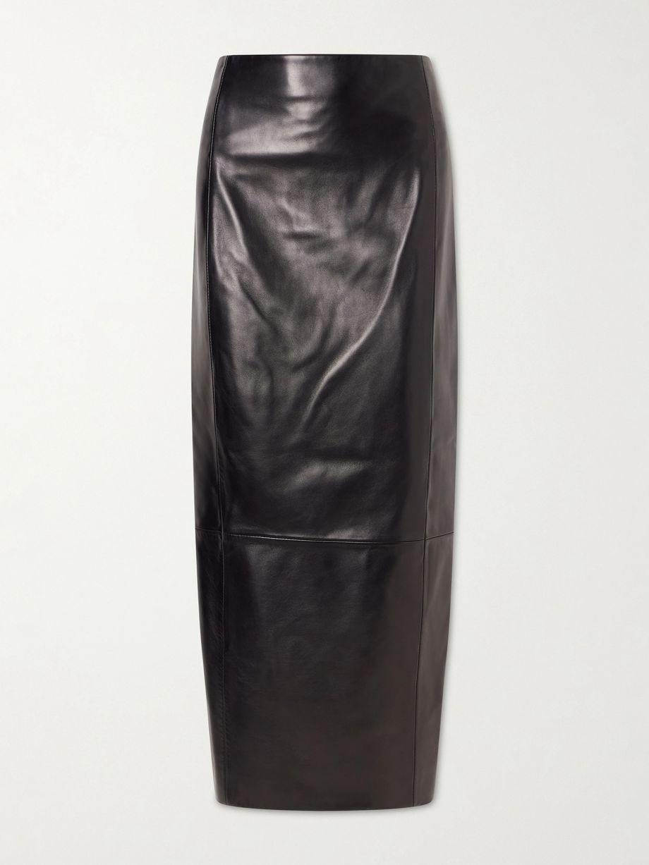 Lyle leather midi skirt by KHAITE