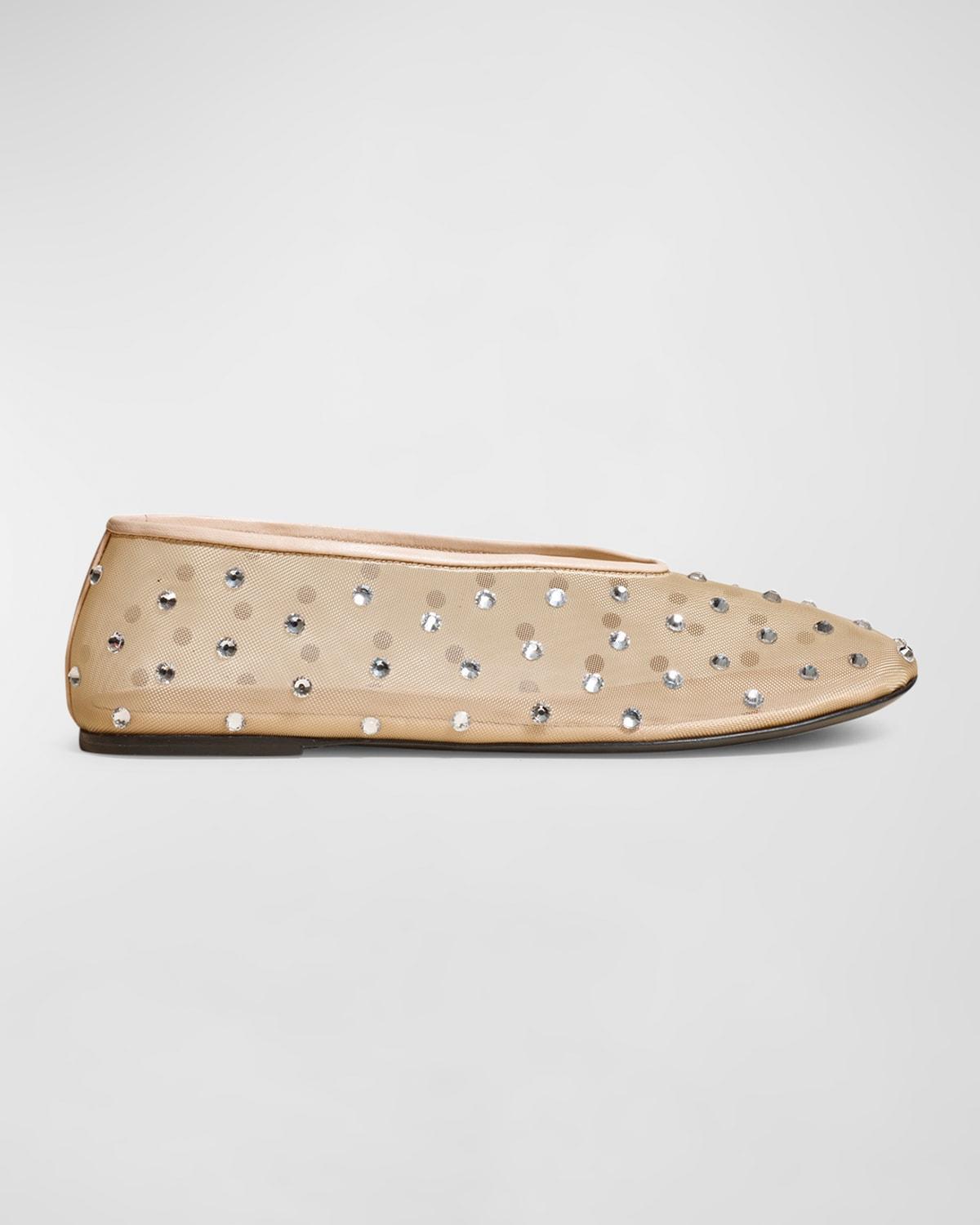Marcy Crystal Mesh Evening Ballerina Flats by KHAITE