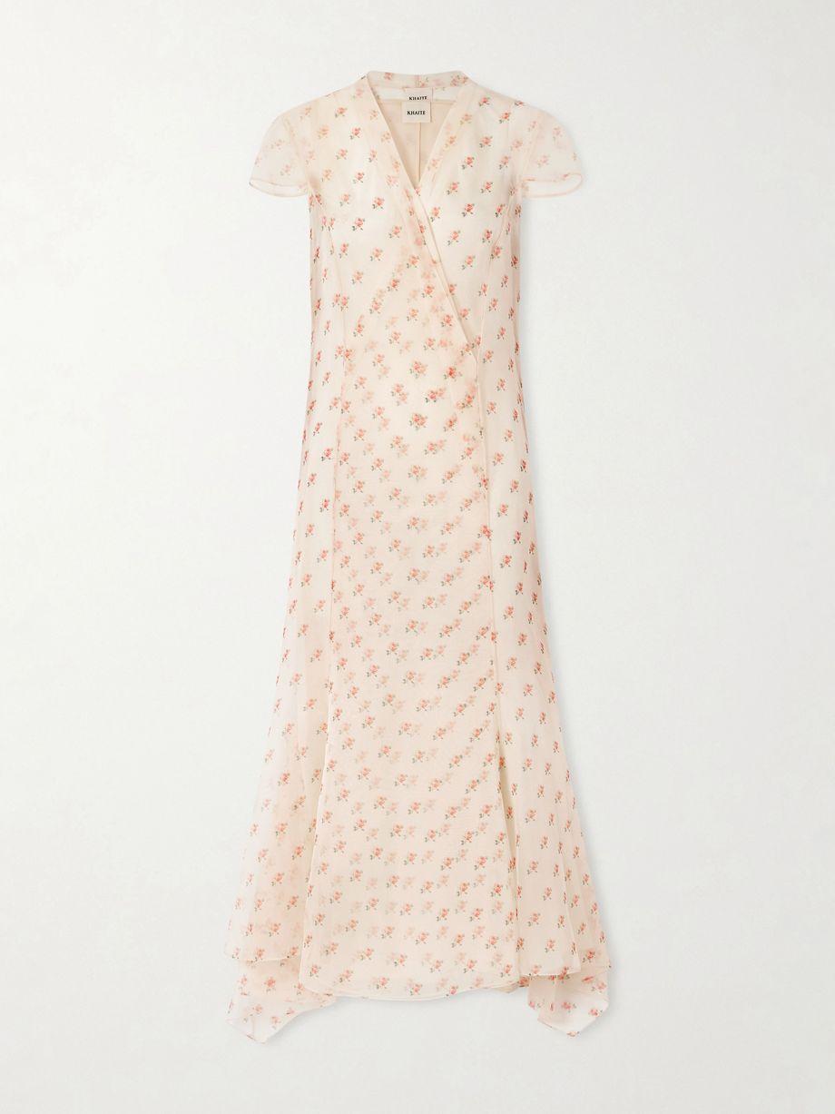 Meera wrap-effect floral-print silk-organza midi dress by KHAITE