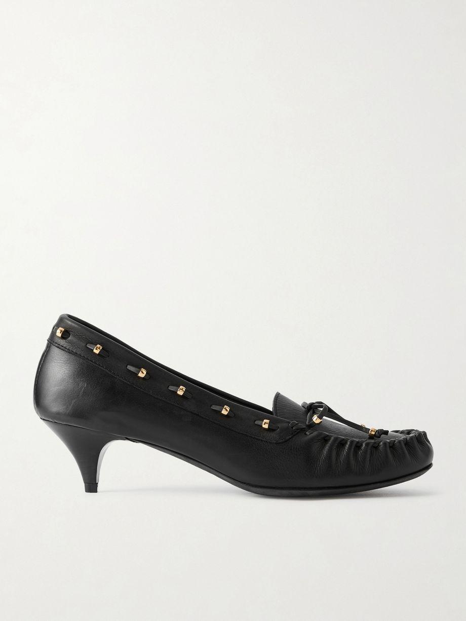 Milly embellished whipstitched textured-leather pumps by KHAITE