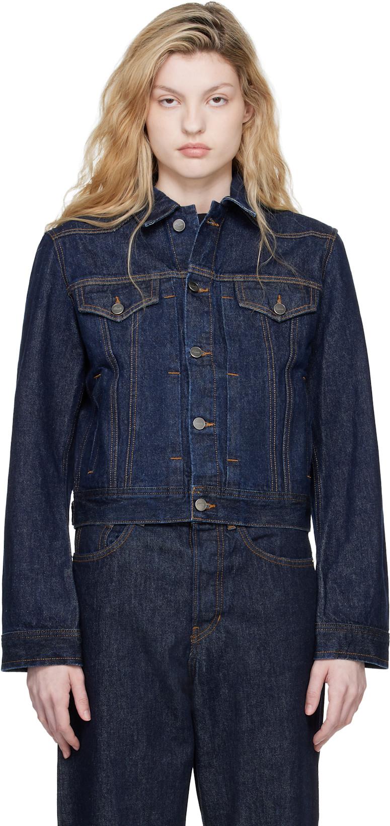 Navy Augustine Denim Jacket by KHAITE