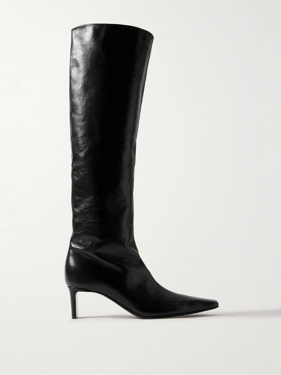 Ona crinkled-leather knee boots by KHAITE