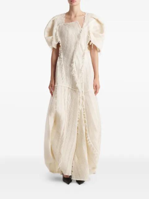 Quintin fringed puff-sleeve maxi dress by KHAITE