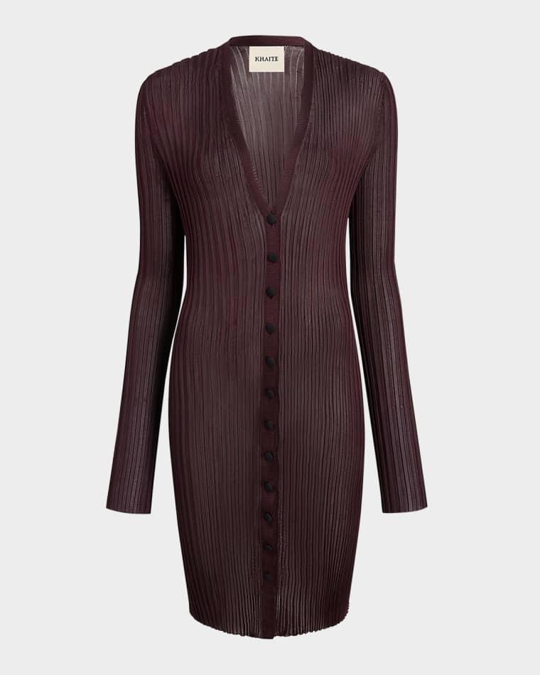 Ramon Wide Rib V-Neck Long Cardigan by KHAITE