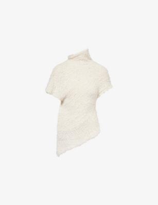 Rhodes Asymmetric Bouclé Cotton Top by KHAITE
