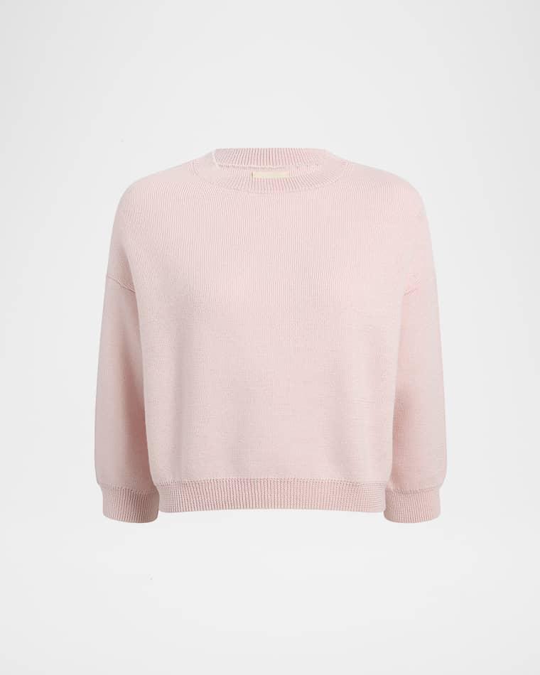 Sabina Cashmere 3/4-Sleeve Crewneck Sweater by KHAITE