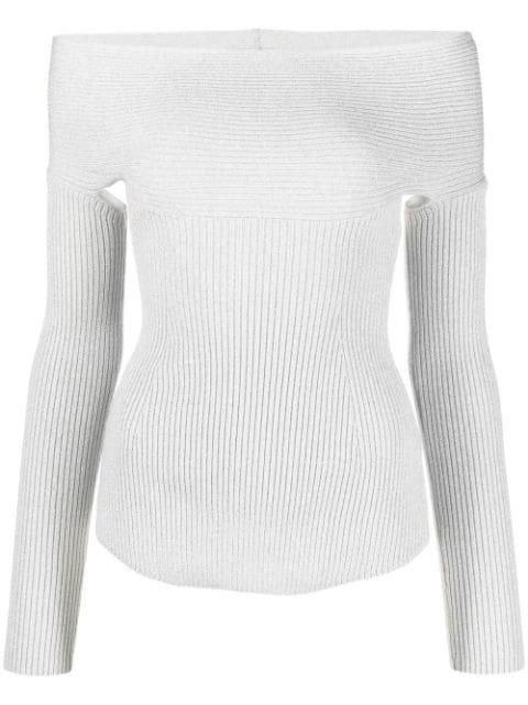 Salma off-shoulder ribbed top by KHAITE