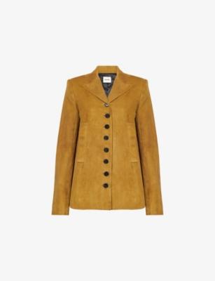 Saraphina Peak-Lapels Suede Jacket by KHAITE
