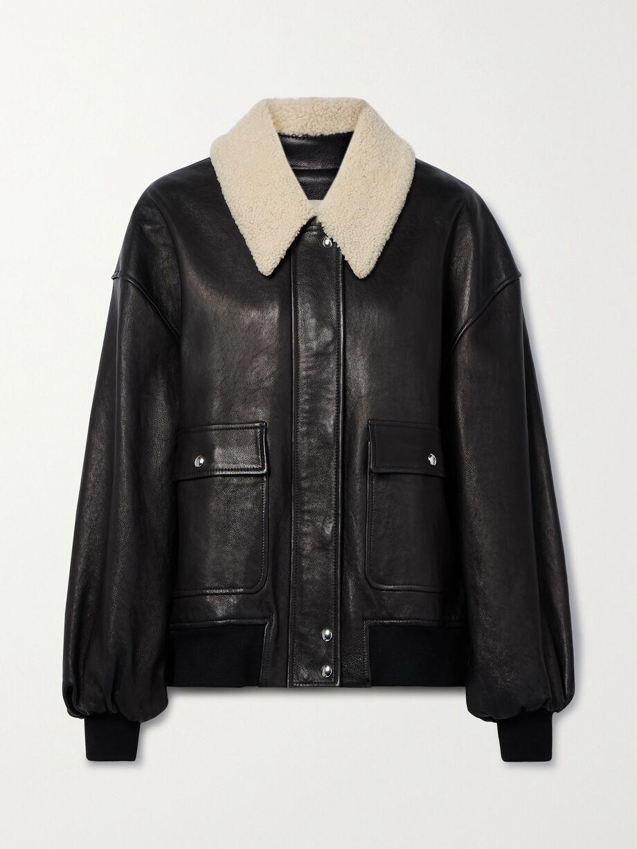 Shellar shearling-trimmed leather jacket by KHAITE