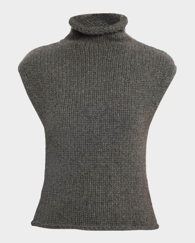 Sly Cap-Sleeve Turtleneck Cashmere Top by KHAITE