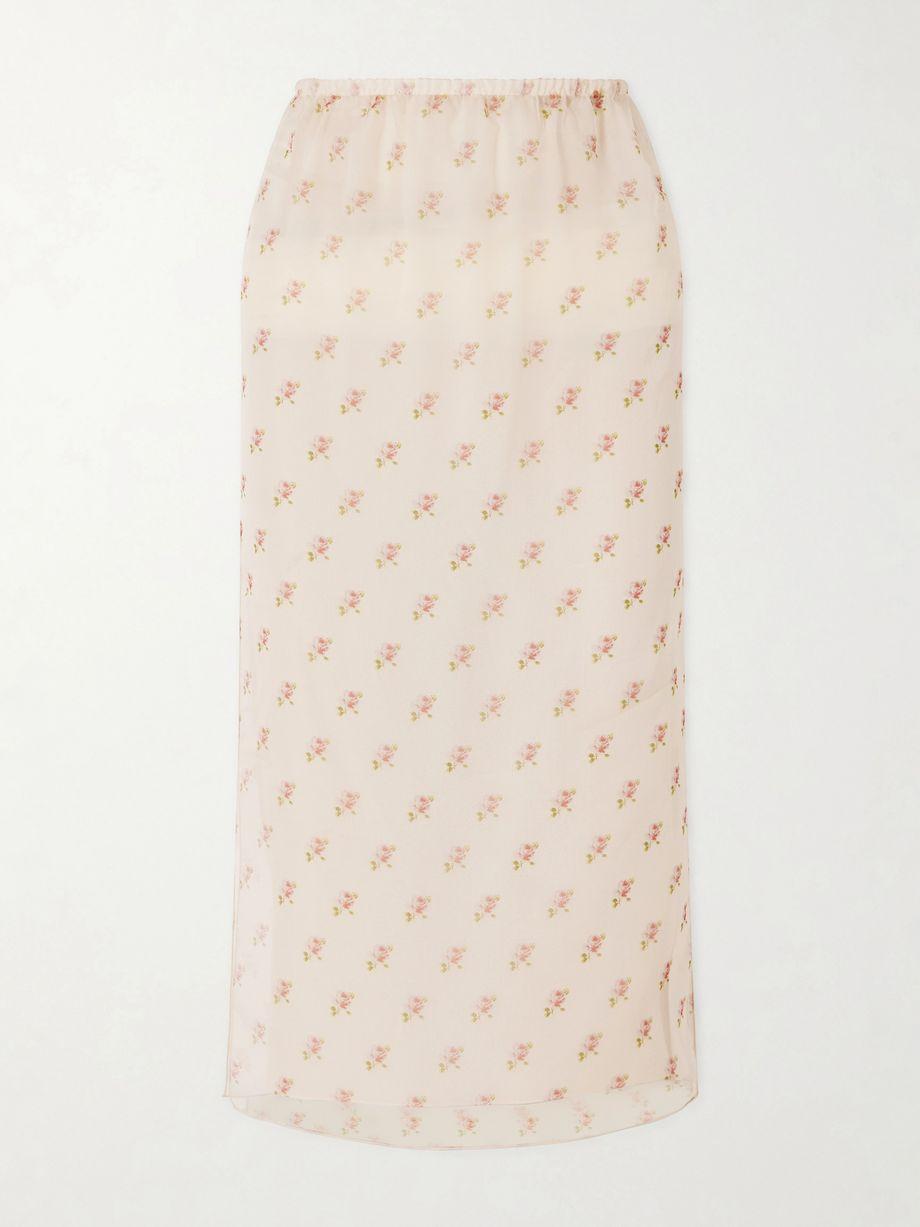 Sydni floral-print silk-organza midi skirt by KHAITE
