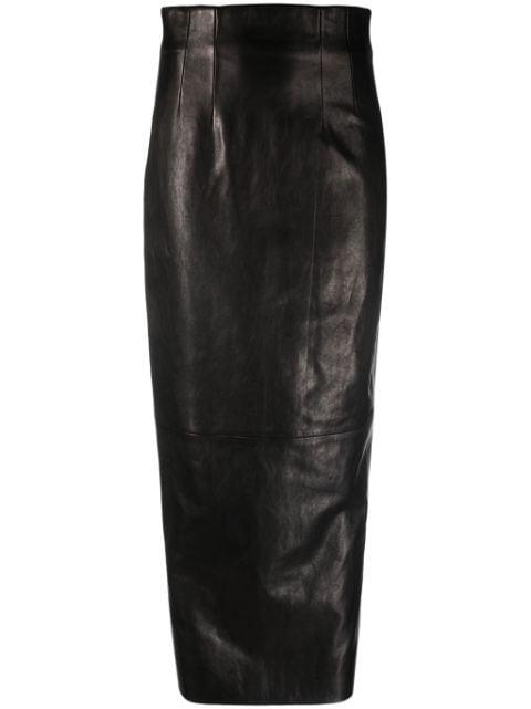 The Loxley leather midi skirt by KHAITE