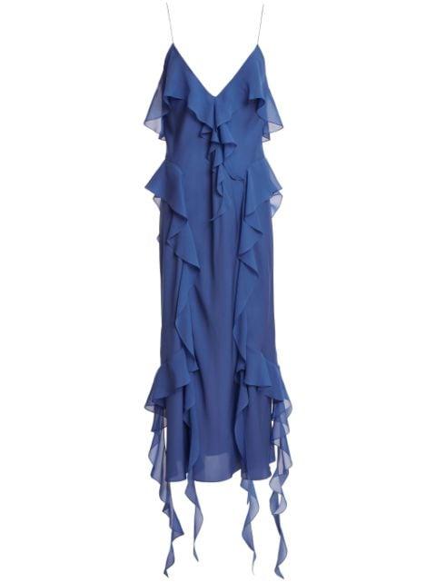 The Pim ruffle-trim silk midi dress by KHAITE
