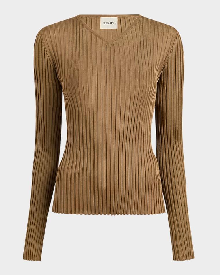 Tia Long-Sleeve Rib Top by KHAITE