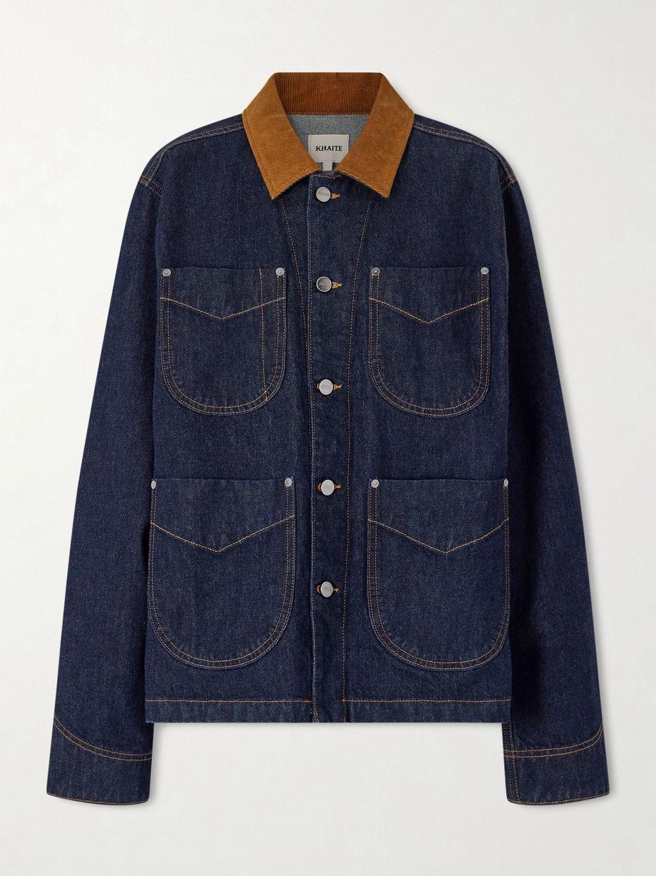 Wyatt corduroy-trimmed denim jacket by KHAITE
