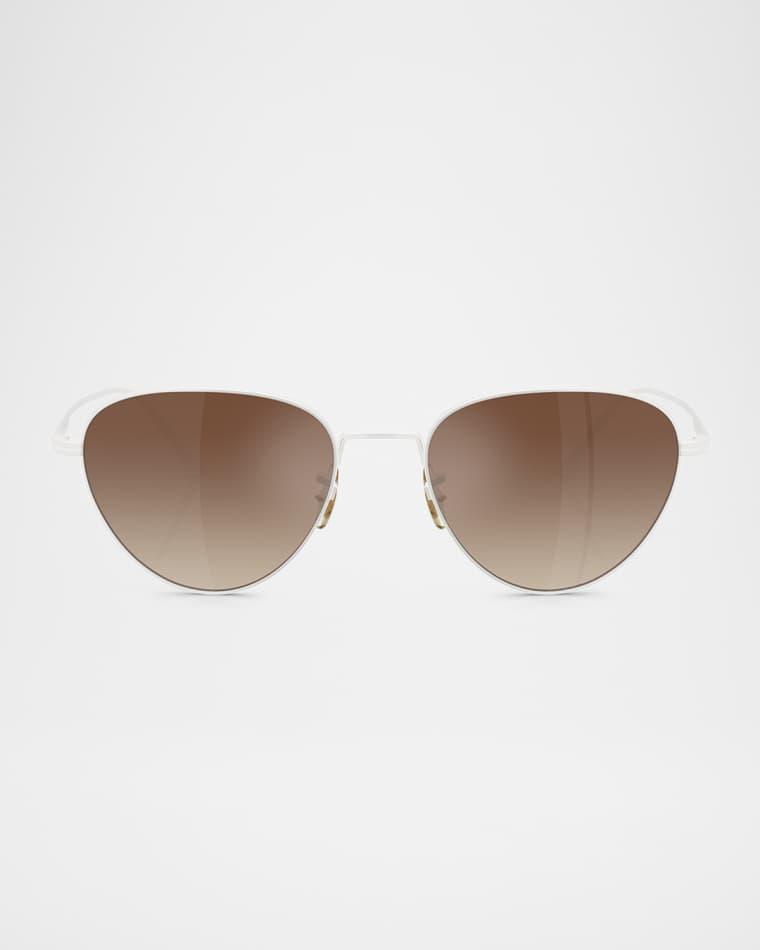 1991C Steel Aviator Sunglasses by KHAITE X OLIVER PEOPLES