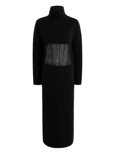fringed turtleneck midi dress by KHAITE