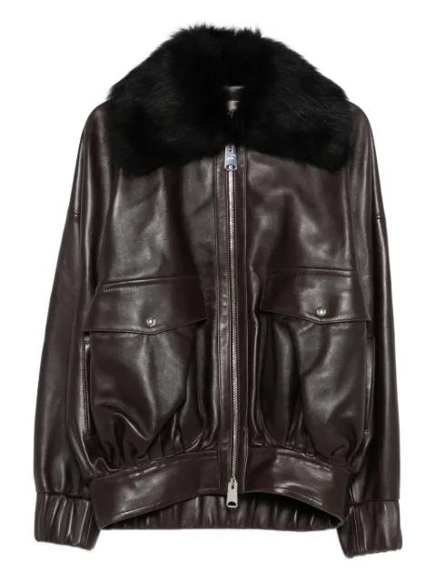 fur-collar leather jacket by KHAITE