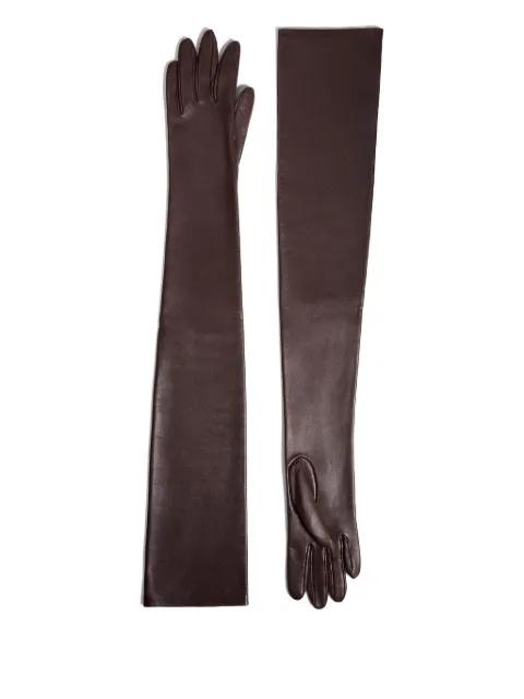 leather long gloves by KHAITE